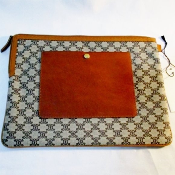 CELINE TRIOMPHE TEXTILE LEATHER CLUTCH Case Purse - Picture 1 of 7